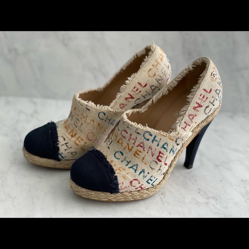Chanel Graffiti Canvas Heels